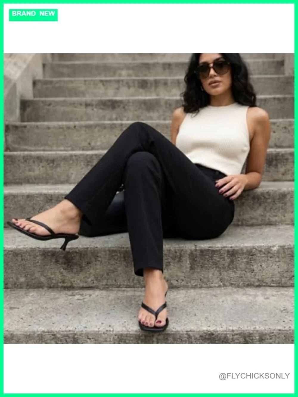 Kitten Heel Thong Sandals with Memory Foam, Slip On Dressy Heeled Sandals